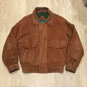 Vintage Marc New York Mens Brown Leather Nubuck Bomber Jacket Size M